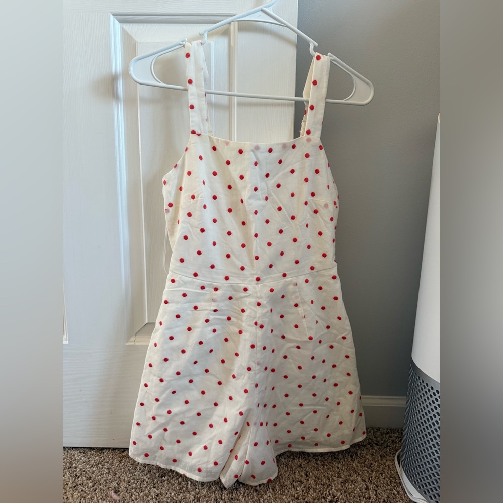 White Romper with Red Polka Dots